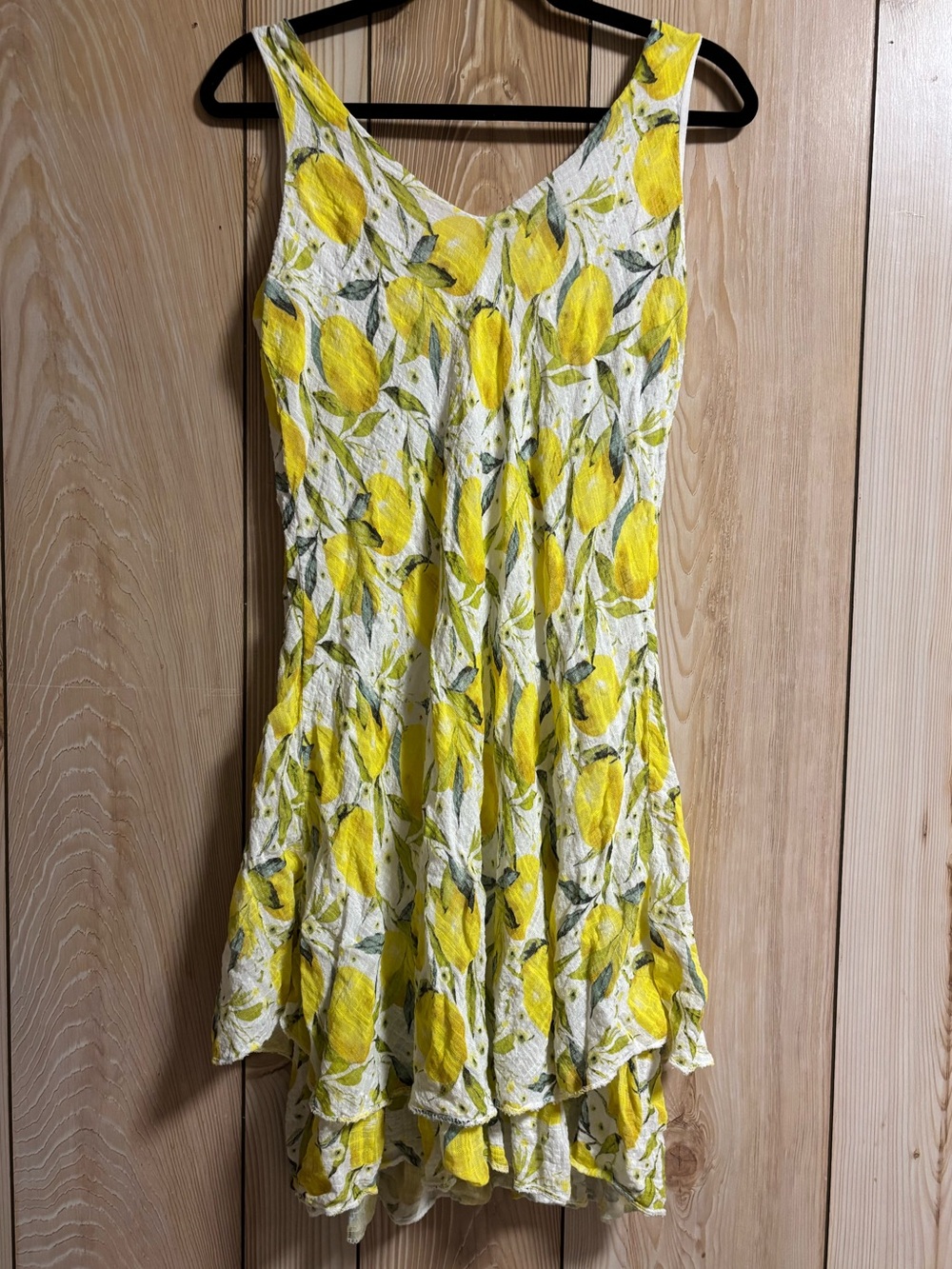 Yellow Lemon-Print Sleeveless Mini Dress